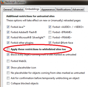 Noscript Plugin Settings