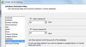 db retention policy settings