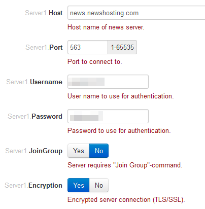 news server configuration