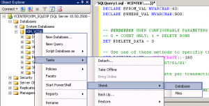 shrink vcenter database