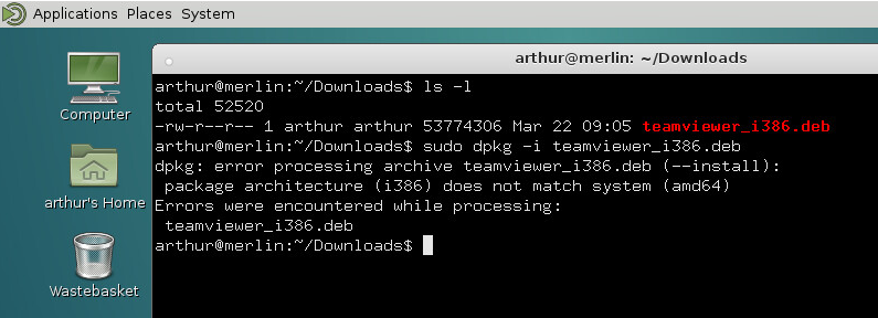 teamviewer package architecture i386